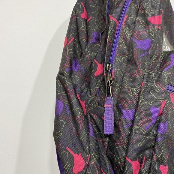 JanSport Black Pink and Purple Birds Large Backpack - Picture 6 of 12